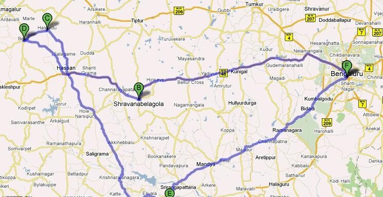 belur halebidu to bangalore distance